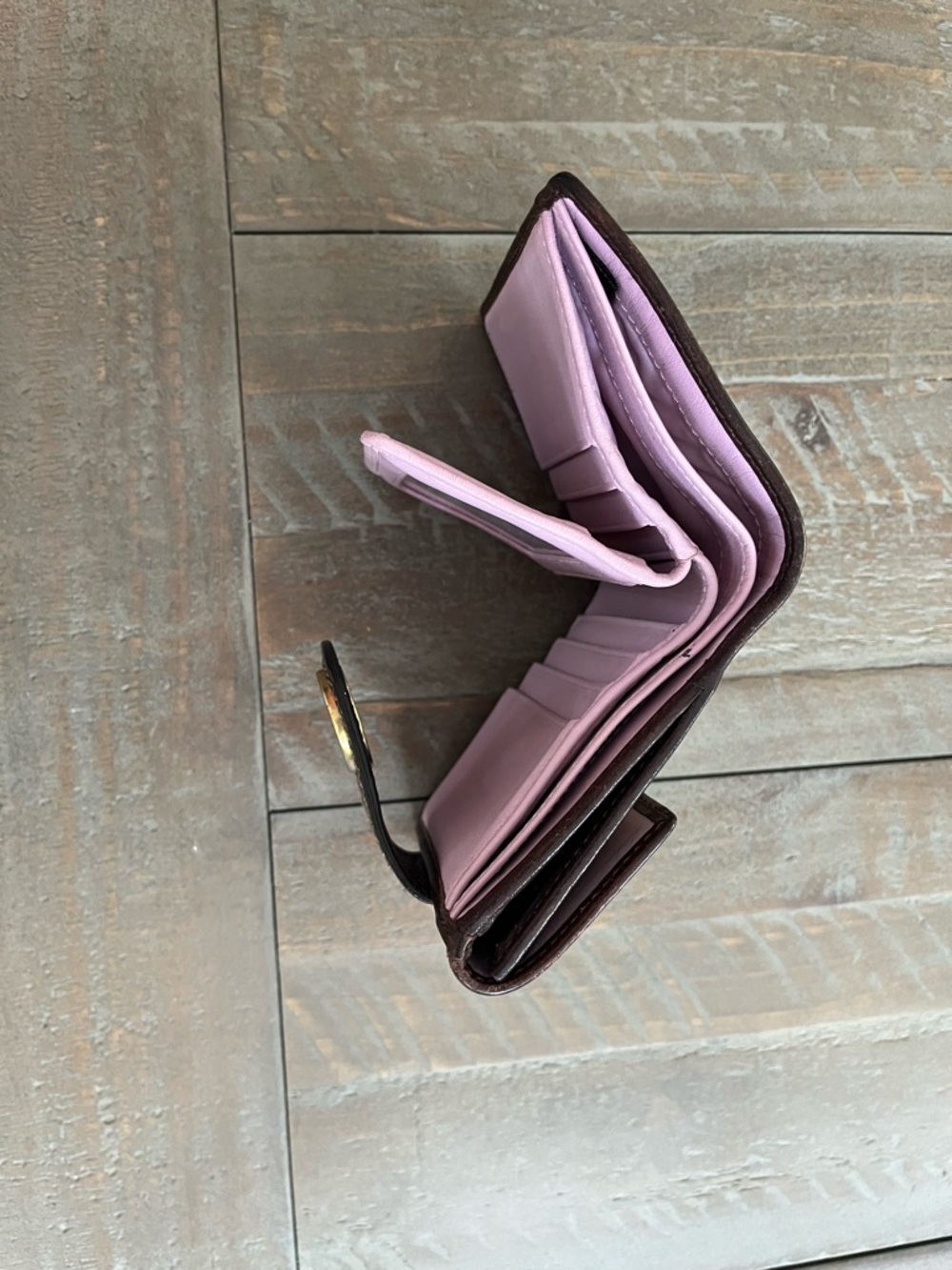 Coach Brown/Tan Signature Turnlock Bifold Wallet - Picture 6 of 9